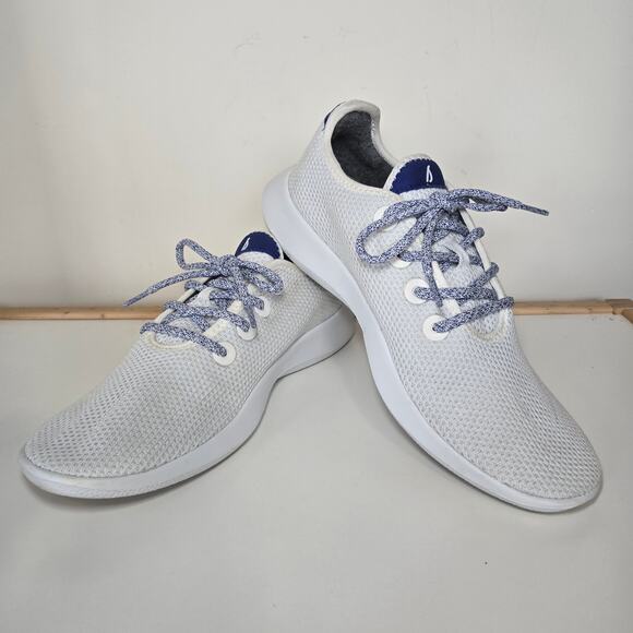 Allbirds Mens Tree Runner Blizzard/Hazy Cobolt (Blizzard Sole) Size 9 - Picture 1 of 10